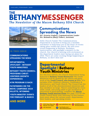 The Bethany Messenger - Vol 1 - January and February 2024 Edition